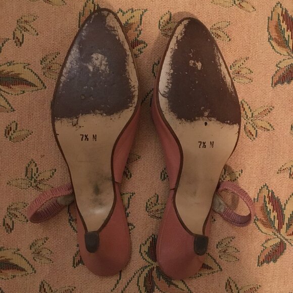 70's Vintage Beautiful Pink Moya Bowler SlingBack Shoes - Picture 4 of 6